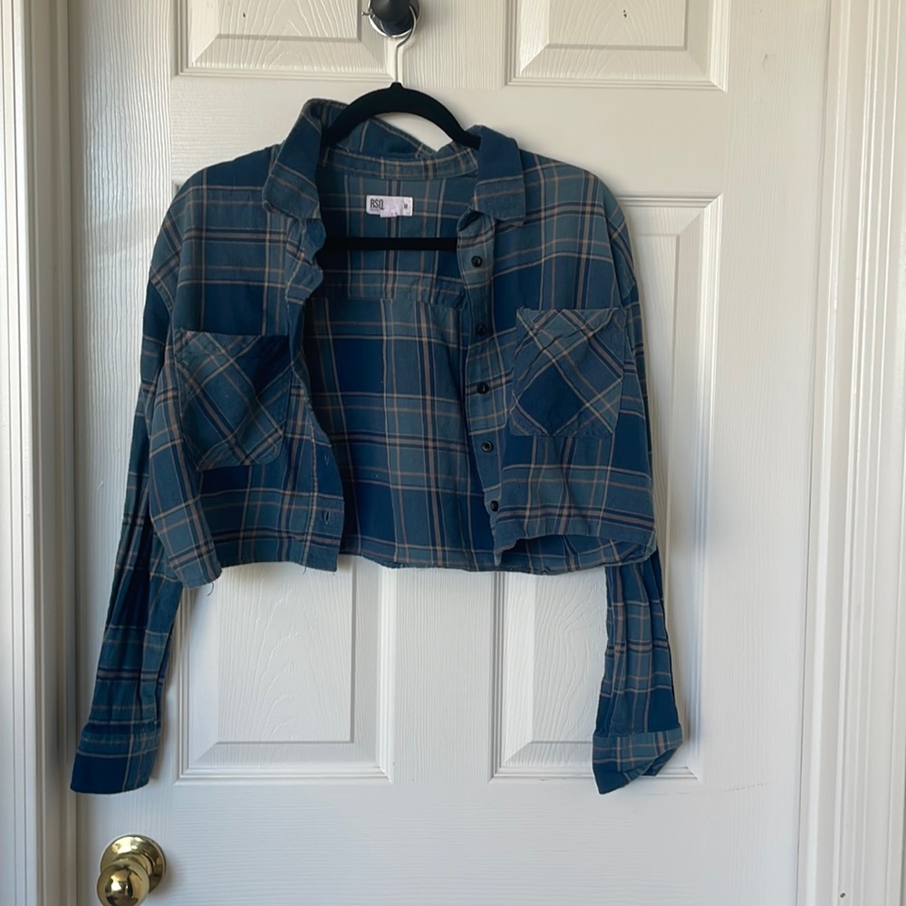 cropped button up flannel